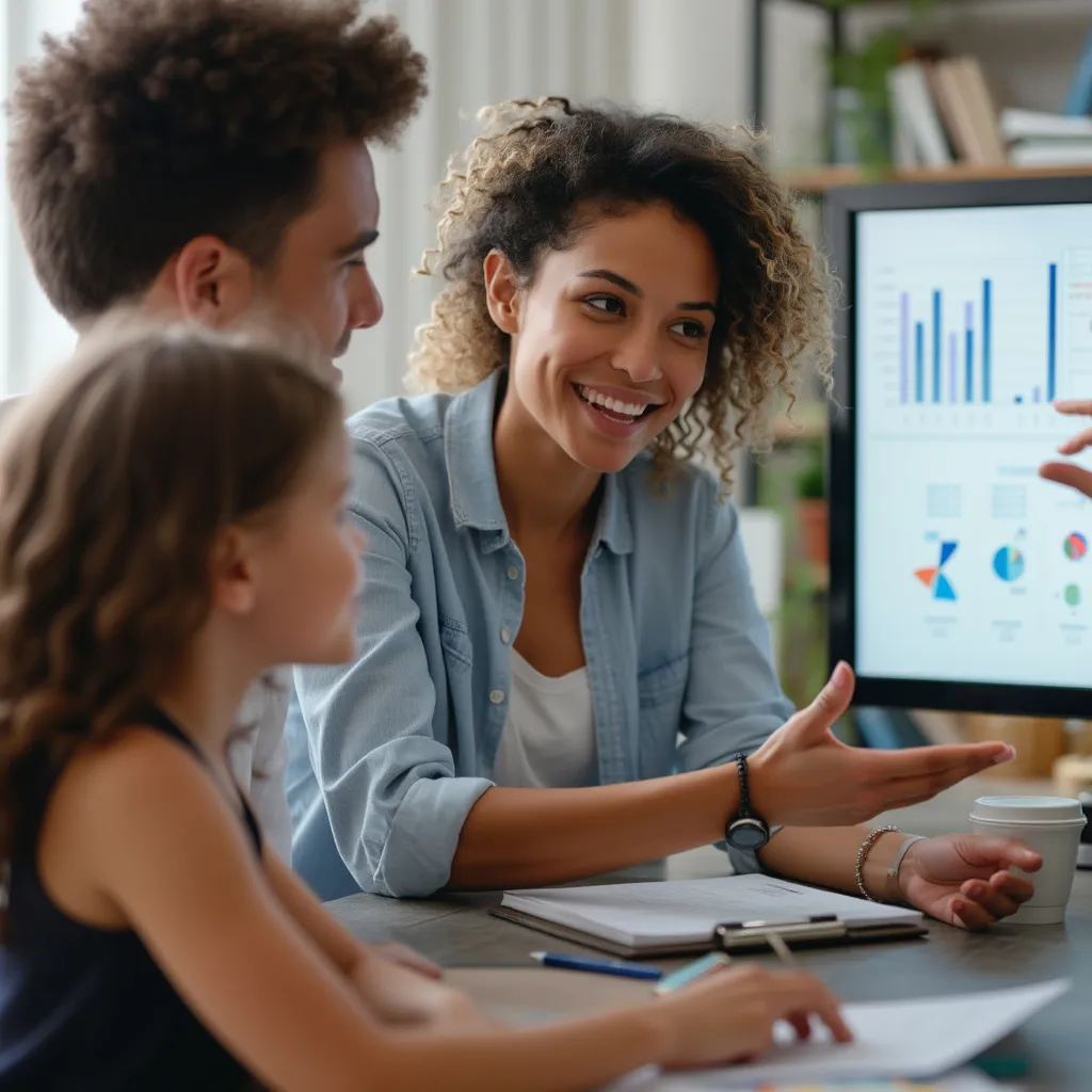 Mentor financiero ayudando a un estudiante